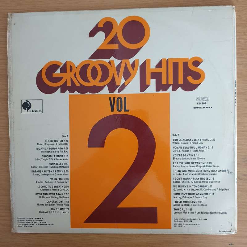 20 Groovy Hits - Vol 2 - Vinyl LP Record (VG)