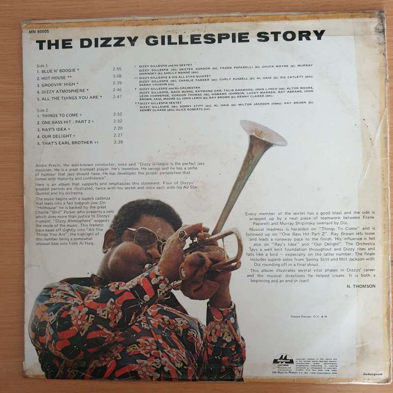 Dizzy Gillespie  The Dizzy Gillespie Story   Vinyl LP Record (VG+)