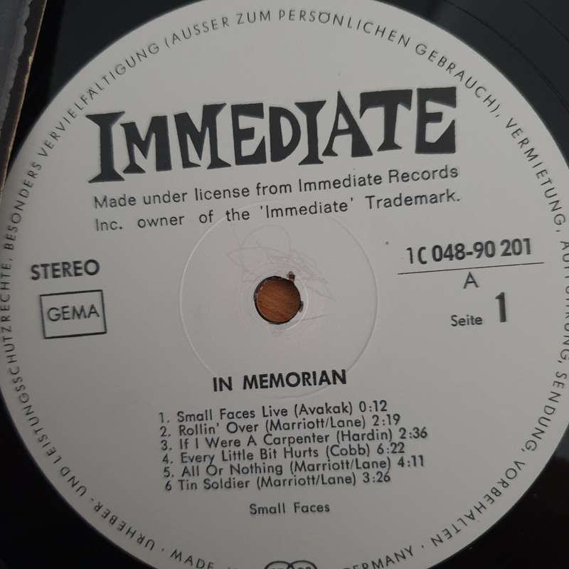Small Faces  In Memoriam - Vinyl LP Record (VG+) (Copy)
