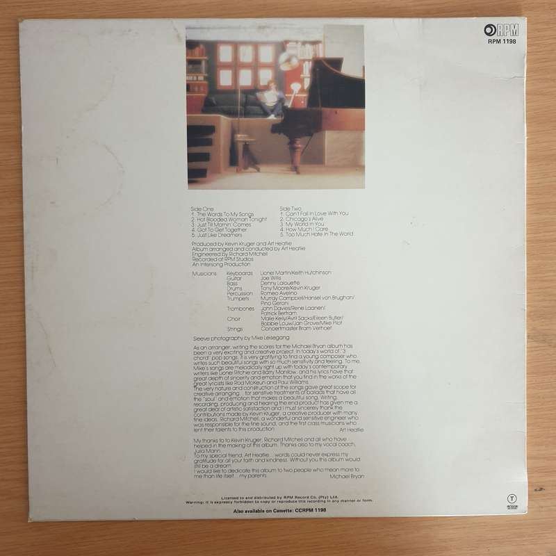 Michael Bryan - The Words To My Songs (Autographed) - Vinyl LP Record (VG+)