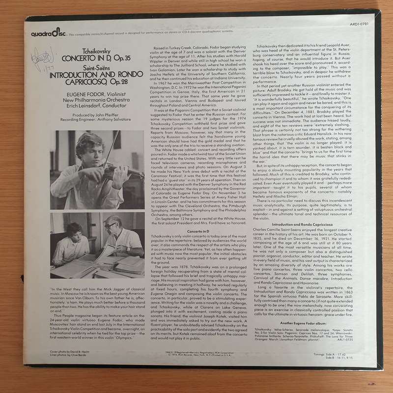 Eugene Fodor Plays Tchaikovsky Violin Concerto And Saint-Saens: Introduction And Rondo Capriccios...