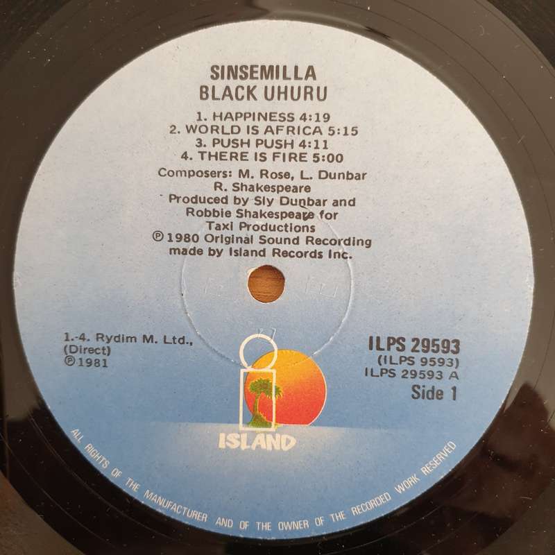 Black Uhuru  Sinsemilla - Vinyl LP Record (VG+)