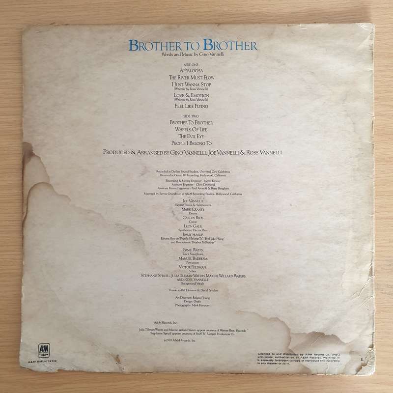 Gino Vannelli  Brother To Brother (Rhodesia) - Vinyl LP Record (VG)