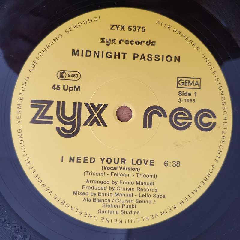 Midnight Passion  I Need Your Love (Germany)- Vinyl LP Record (VG)