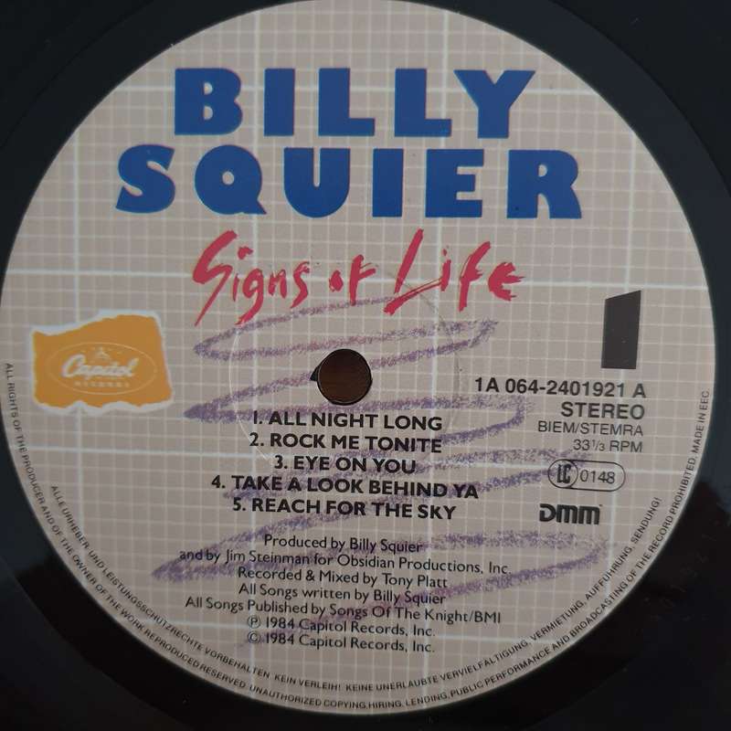 Billy Squier  Signs Of Life - Vinyl LP Record (VG+)