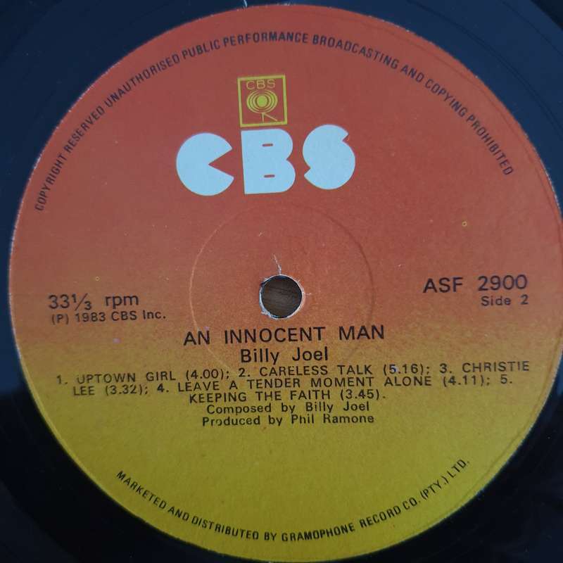 Billy Joel  An Innocent Man (Rhodesia) - Vinyl LP Record (VG+)