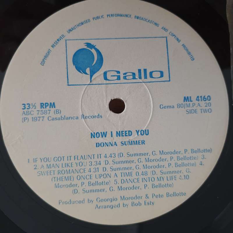 Donna Summer  Now I Need You (Rhodesia) - Vinyl LP Record (VG+)