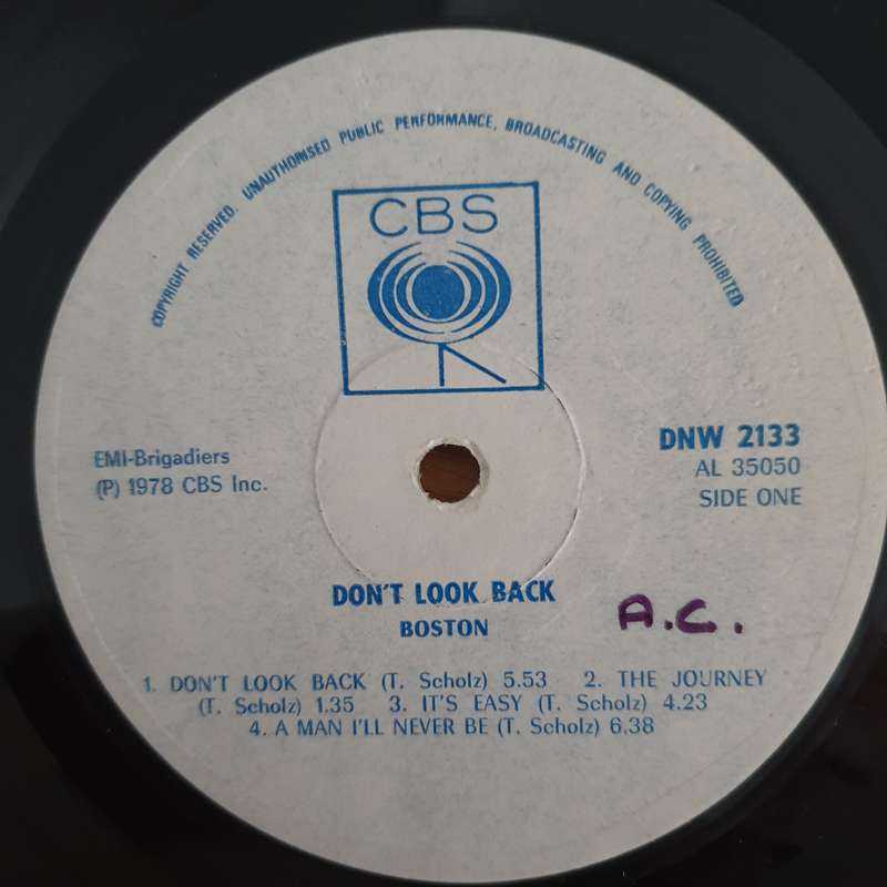 Boston - Don't Look Back (Rhodesia/Zimbabwe) - Vinyl LP Record (VG+)