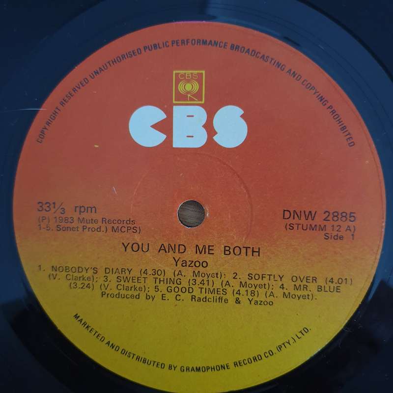 Yazoo  You And Me Both (Rhodesia) - Vinyl LP Record  (VG+)