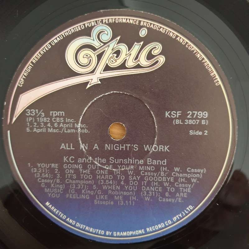 KC & The Sunshine Band  All In A Night's Work (Rhodesia/Zimbabwe) - Vinyl LP Record (VG+)