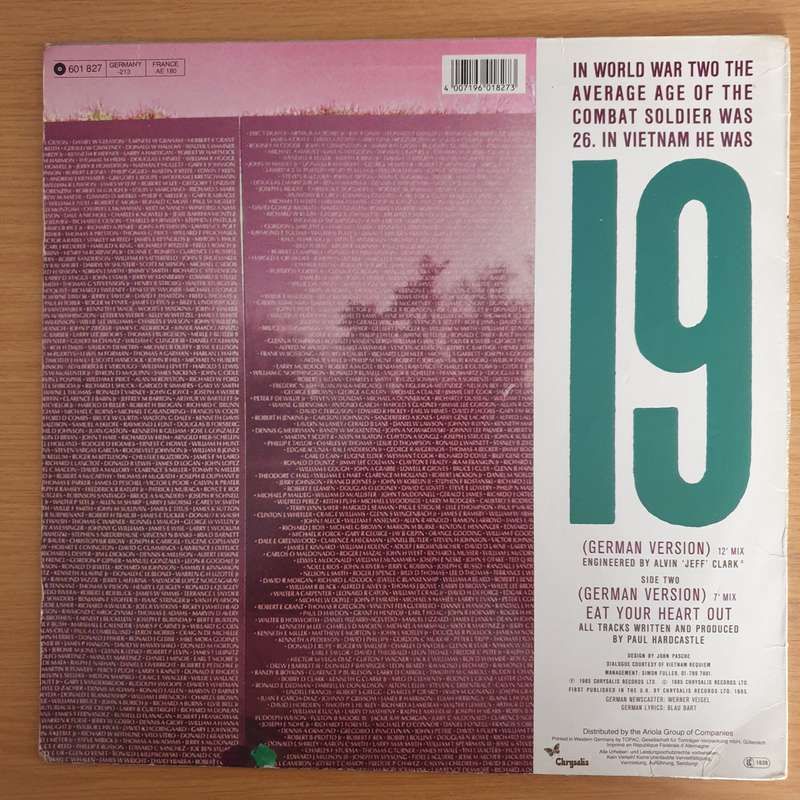 Paul Hardcastle  19 (German Version) - Vinyl LP Record (VG+)