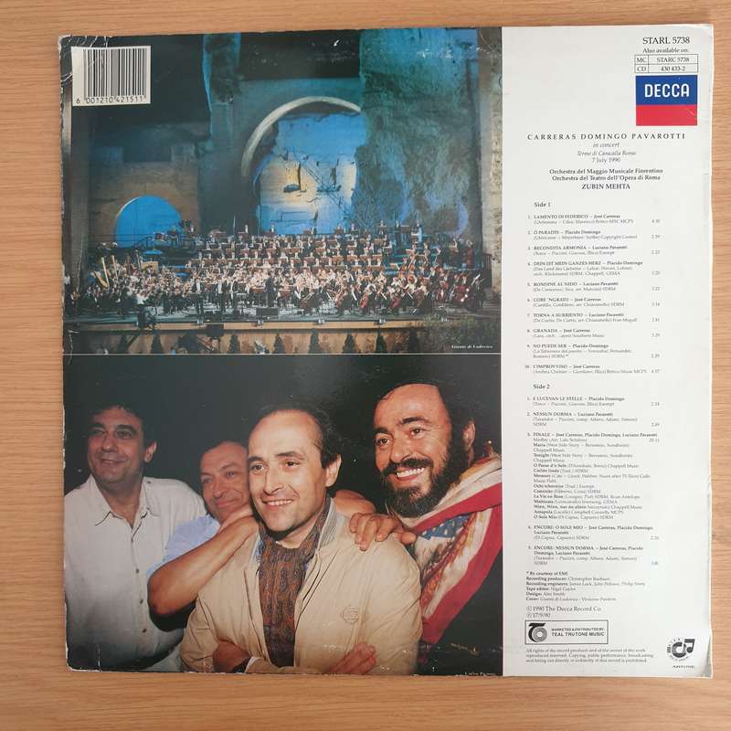 Carreras Domingo Pavarotti - In Concert (With Zubin Mehta)  - Vinyl LP Record - Very-Good+ Qualit...