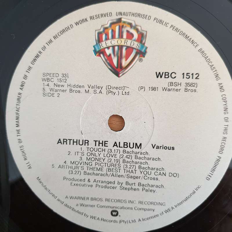 Arthur  - Original Soundtrack Album (Christopher Cross/ Ambrosia)  - Vinyl LP Record - Very-Good+...