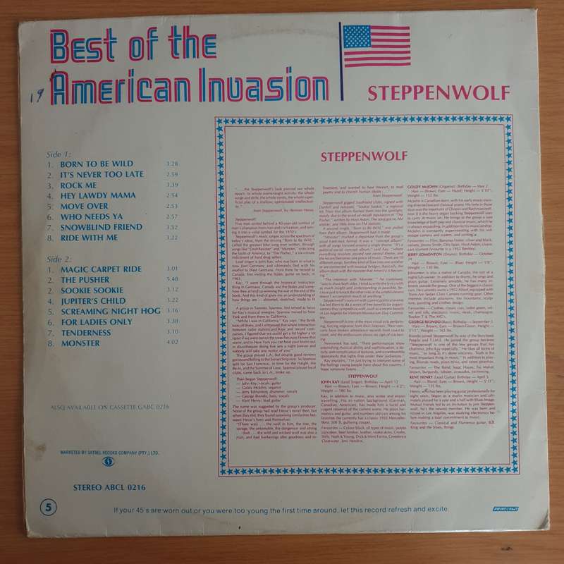 Steppenwolf  Best Of The American Invasion  - Vinyl LP Record (VG)