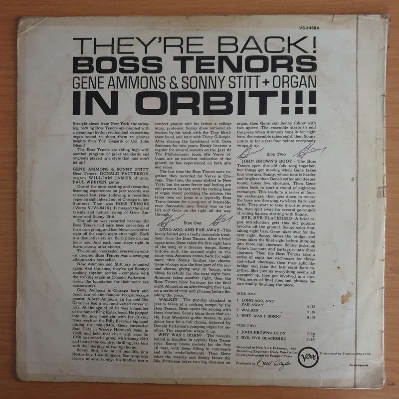 Gene Ammons & Sonny Stitt  Boss Tenors In Orbit! - Vol 2  - Vinyl LP Record  (VG-)