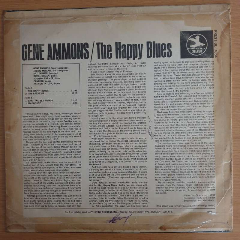Gene Ammons  The Happy Blues (7654) - Vinyl LP Record (VG)