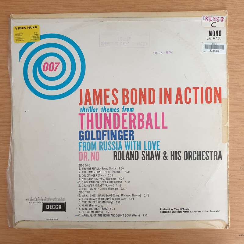 Roland Shaw & His Orchestra  James Bond In Action  - Vinyl LP Record (VG+)
