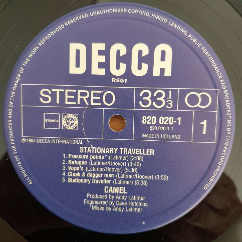 Camel  Stationary Traveller (Netherlands)  Vinyl LP Record  (VG+)
