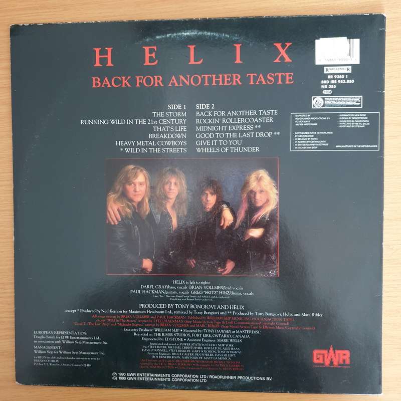 Helix  Back For Another Taste   Vinyl LP Record (VG+)