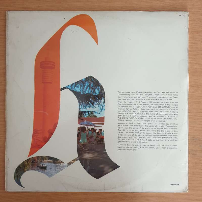 Heinrich's Restuarant - J.G Strydom Tower - Zoo Lake - Ali Arletowicz - Vinyl LP Record  (VG+)