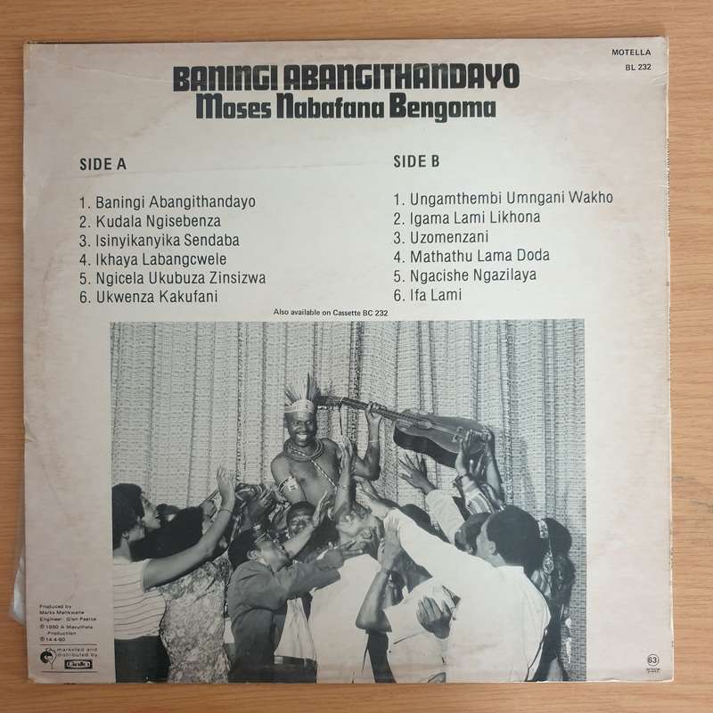 Moses Nabafana Bengoma - Baningi Abangithandayo - Vinyl LP Record (VG+)