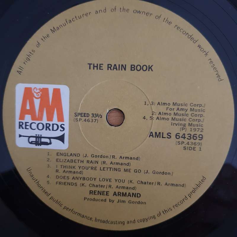 Renee Armand  The Rain Book - Vinyl LP Record (VG+)
