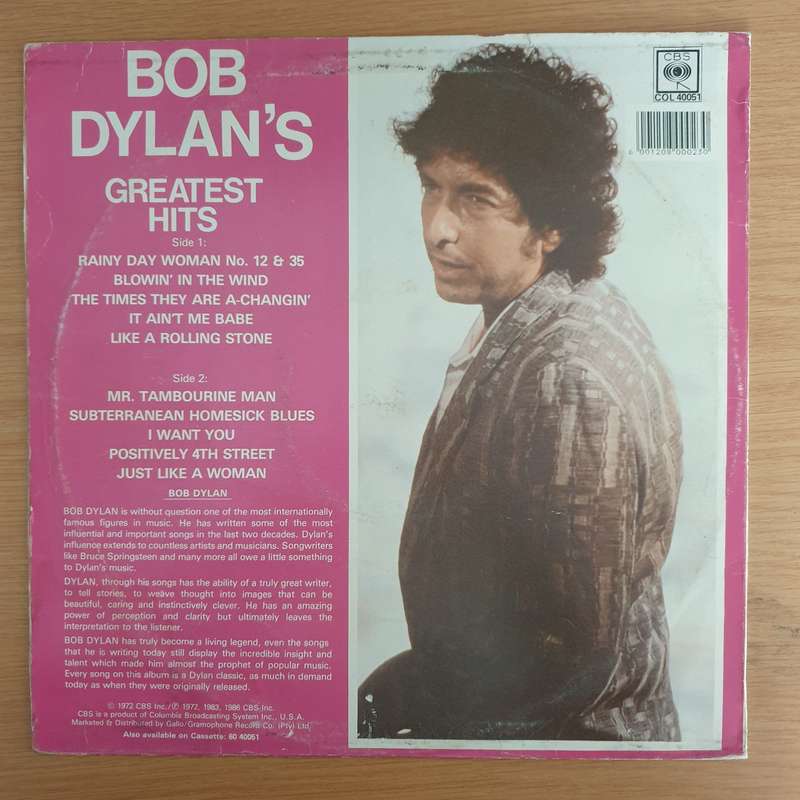 Bob Dylan  Bob Dylan's Greatest Hits - Vinyl LP Record  (VG-)