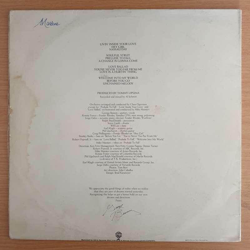 George Benson - Livin' Inside Your Love - Vinyl LP Record (VG)