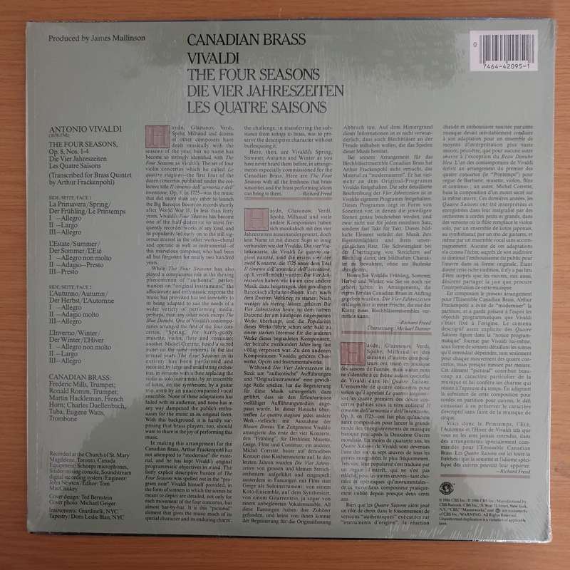 Vivaldi  The Four Seasons - The Canadian Brass, - Vinyl LP Record (VG+)