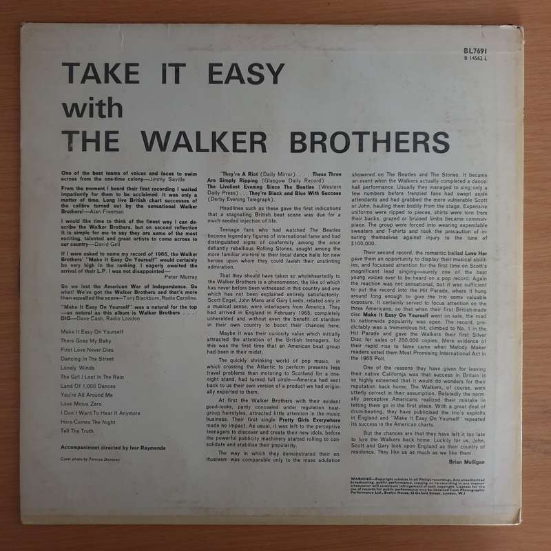 The Walker Brothers  Take It Easy With The Walker Brothers  - Vinyl LP Record (VG)