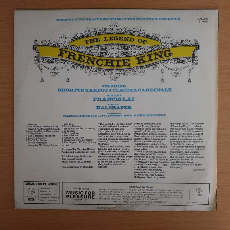 The Legend Of Frenchie King (Original Soundtrack Recording) - Francis Lai And Hal Shaper  Viny...