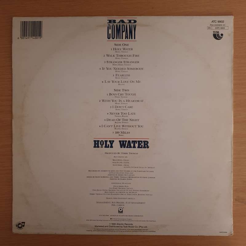 Bad Company  Holy Water  Vinyl LP Record (VG+)