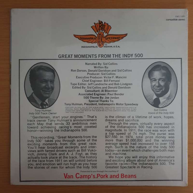 Indy 500 - Van Camp's Pork And Beans Presents Great Moments From The Indy 500 -  Vinyl LP Record ...