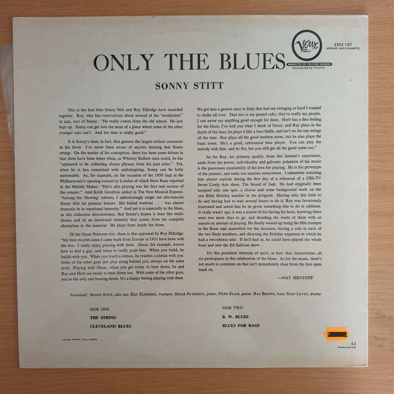 Sonny Stitt  Only The Blues - Vinyl LP Record (VG+)