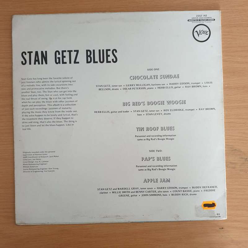 Stan Getz Plays Blues - Vinyl LP Record (VG)