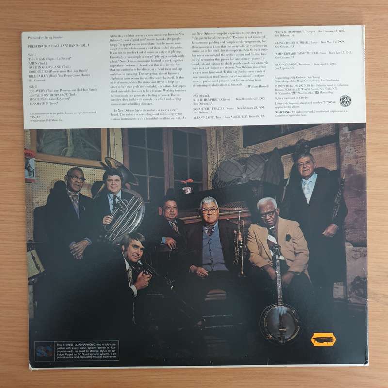 Preservation Hall Jazz Band  New Orleans, Vol. 1  - Autographed - Vinyl LP Record (VG+)