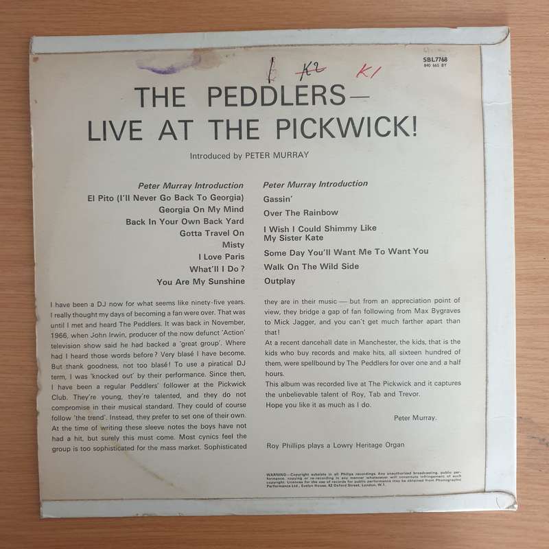 The Peddlers  Live At The Pickwick!  Vinyl LP Record (VG+)