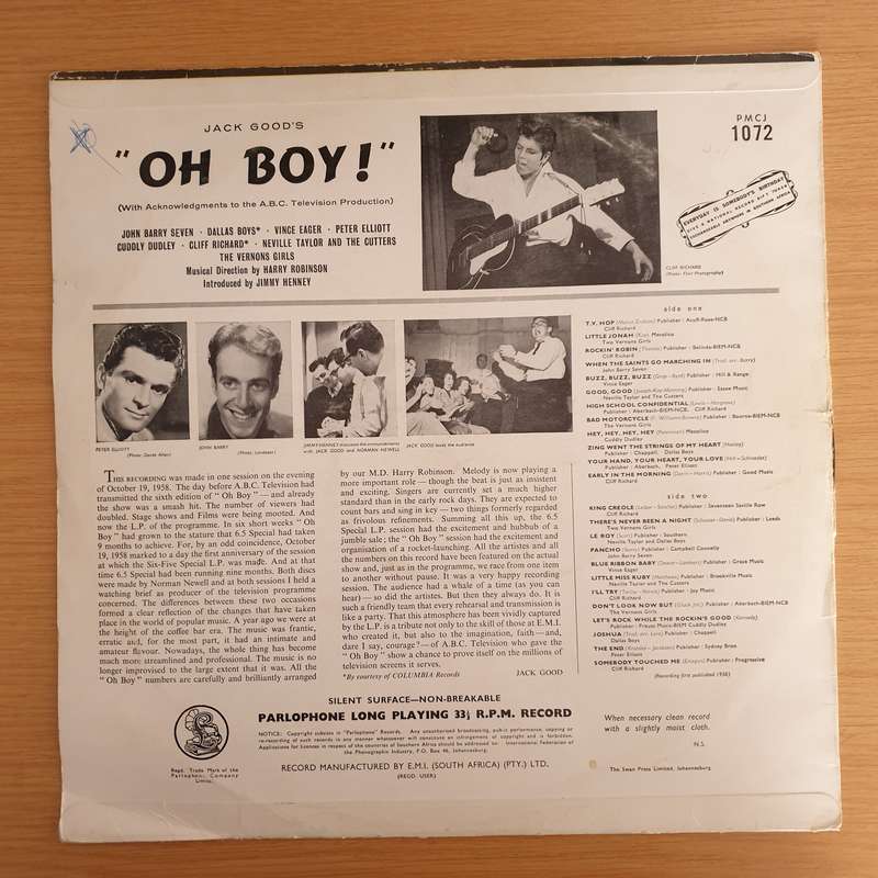 Jack Good's "Oh Boy!"  Vinyl LP Record (VG+)