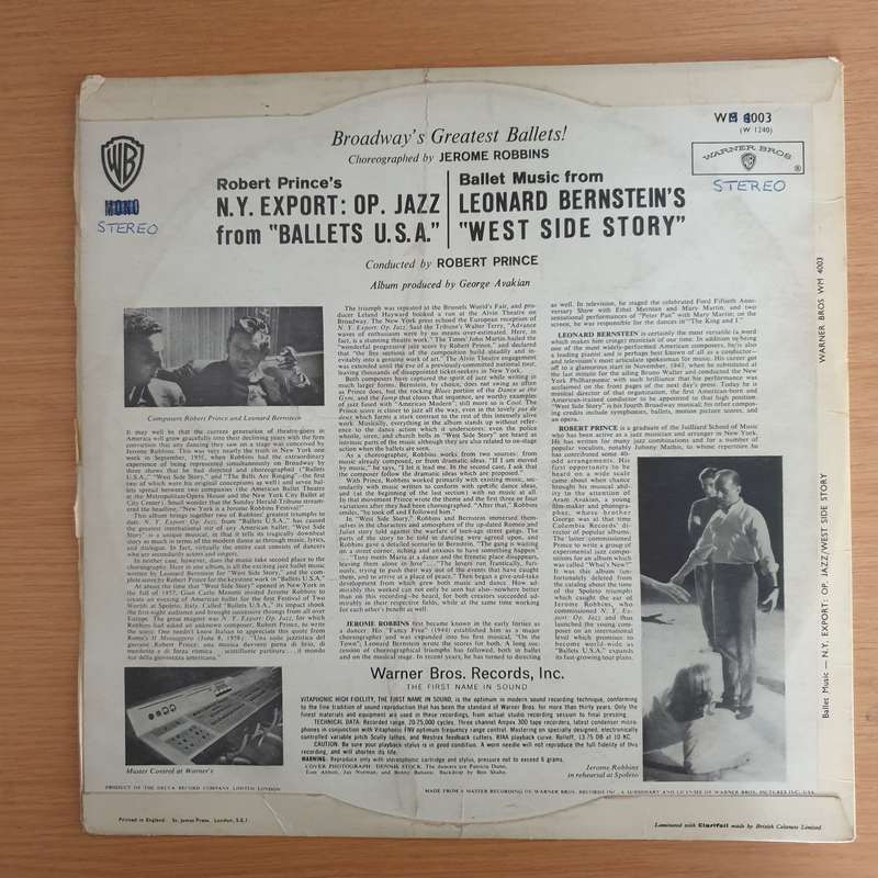 Robert Prince  Robert Prince's N.Y. Export: Op. Jazz From Ballets U.S.A. / Ballet Music From L...