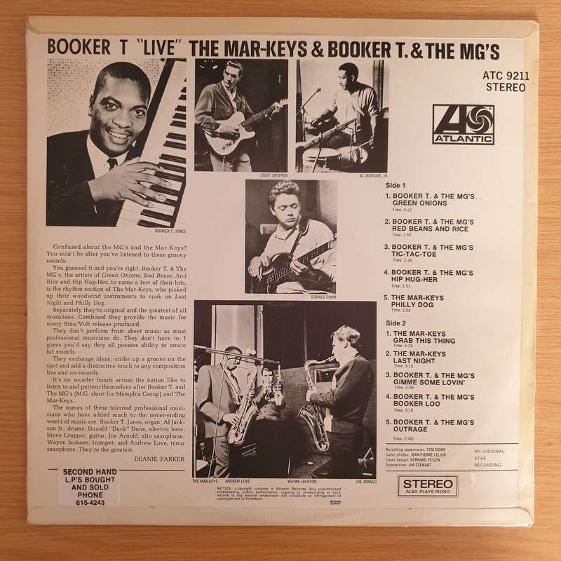 Booker T "Live" - Mar-Keys & Booker T & The MG's  - Vinyl LP Record (VG)