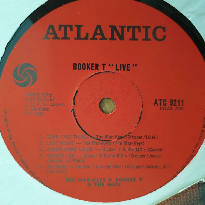 Booker T "Live" - Mar-Keys & Booker T & The MG's  - Vinyl LP Record (VG)