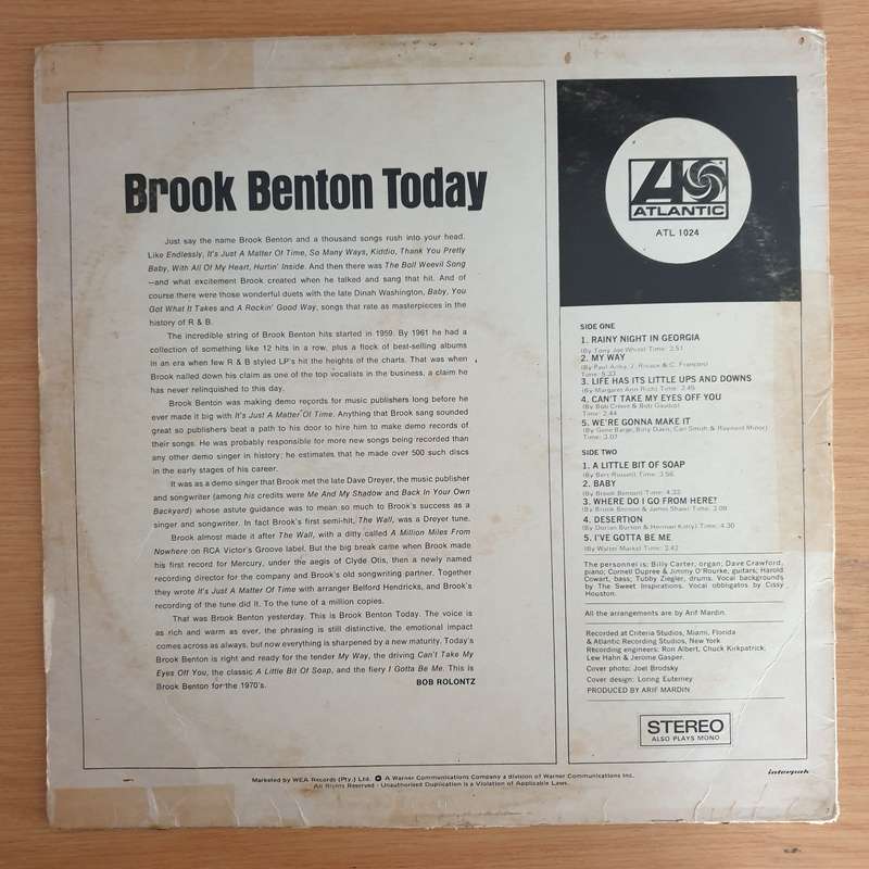 Brook Benton  Brook Benton Today - Vinyl LP Record (VG)