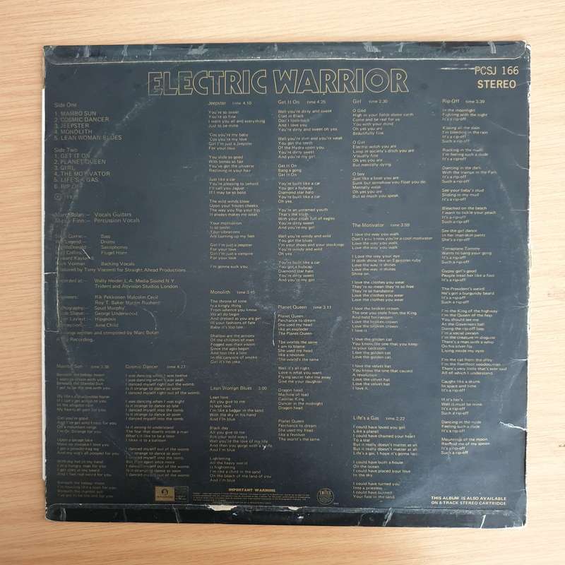 T. Rex  Electric Warrior  - Vinyl LP Record  (VG-)