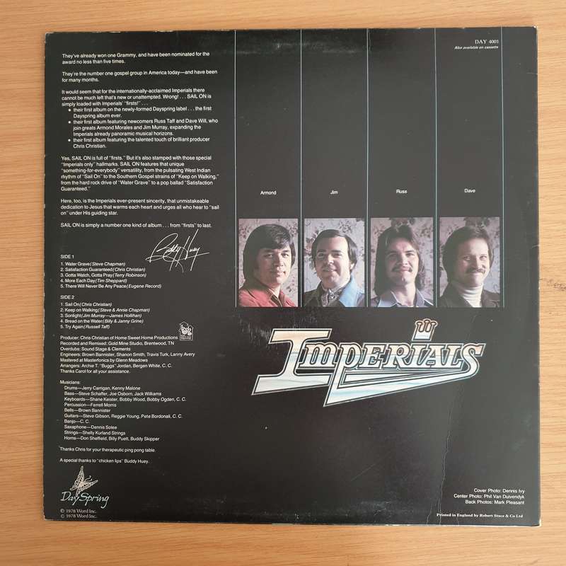 Imperials  Sail On - Vinyl LP Record  (VG+)
