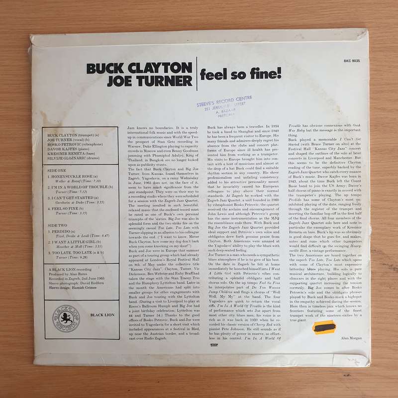 Buck Clayton, Joe Turner  Feel So Fine!  - Vinyl LP Record (VG)