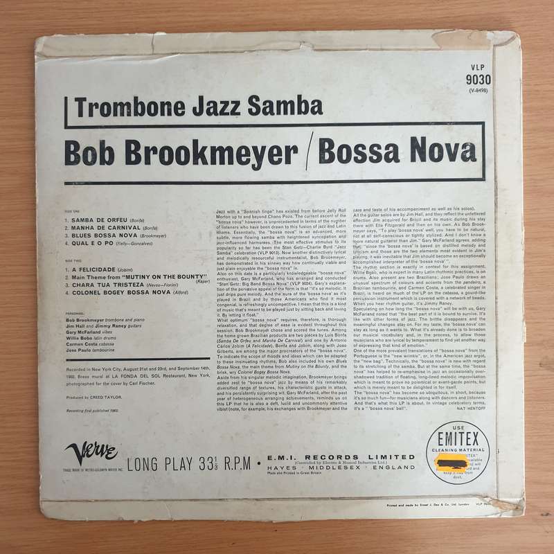 Bob Brookmeyer  Trombone Jazz Samba / Bossa Nova  - Vinyl LP Record (VG)