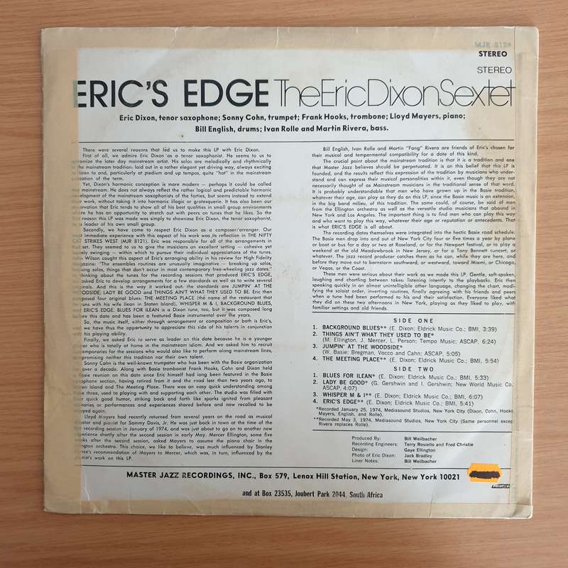 The Eric Dixon Sextet  Eric's Edge  - Vinyl LP Record (VG)