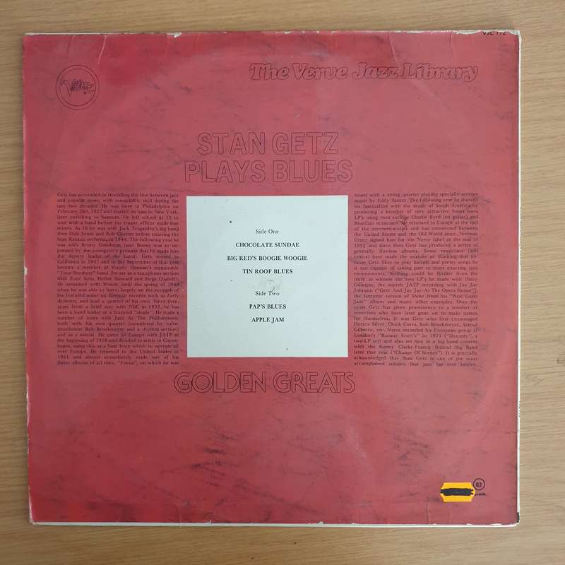 Stan Getz  Stan Getz Plays Blues - Vinyl LP Record (VG)