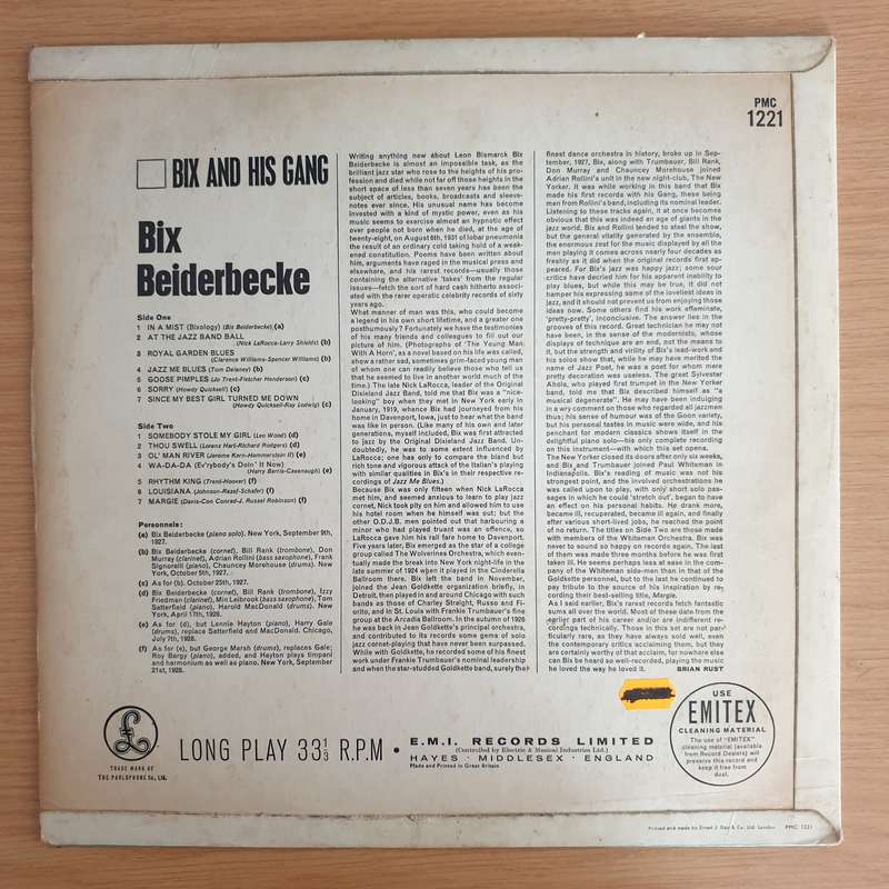 Bix Beiderbecke  Bix And His Gang - Vinyl LP Record  (VG+)