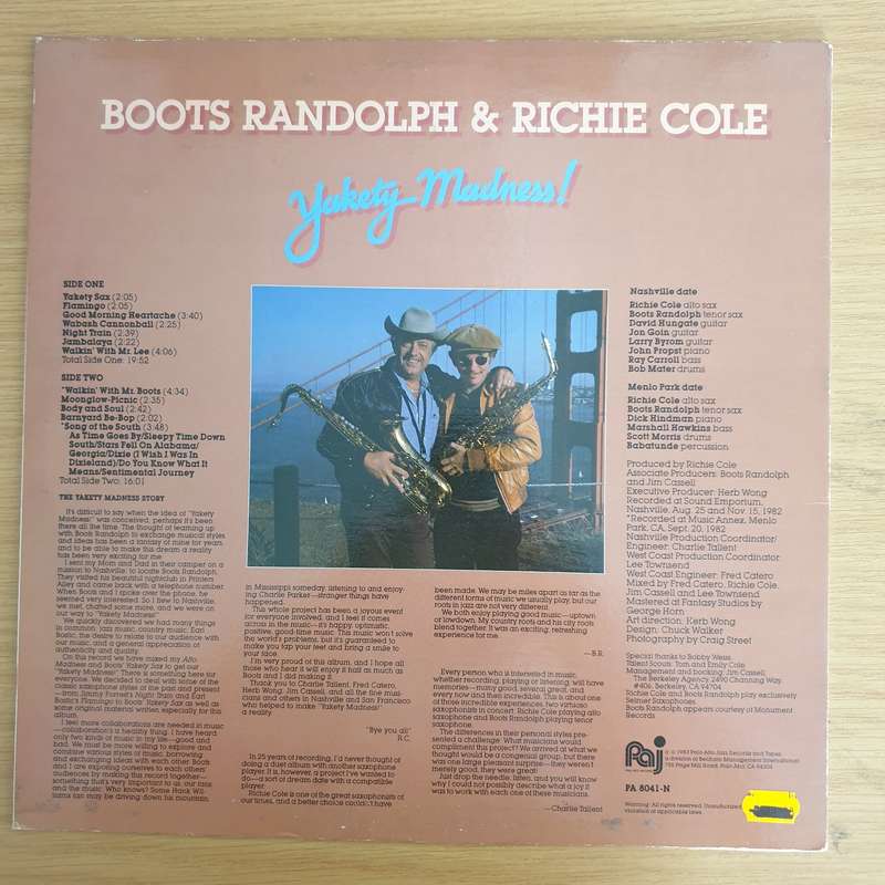 Richie Cole & Boots Randolph  Yakety Madness! - Vinyl LP Record  (VG+)
